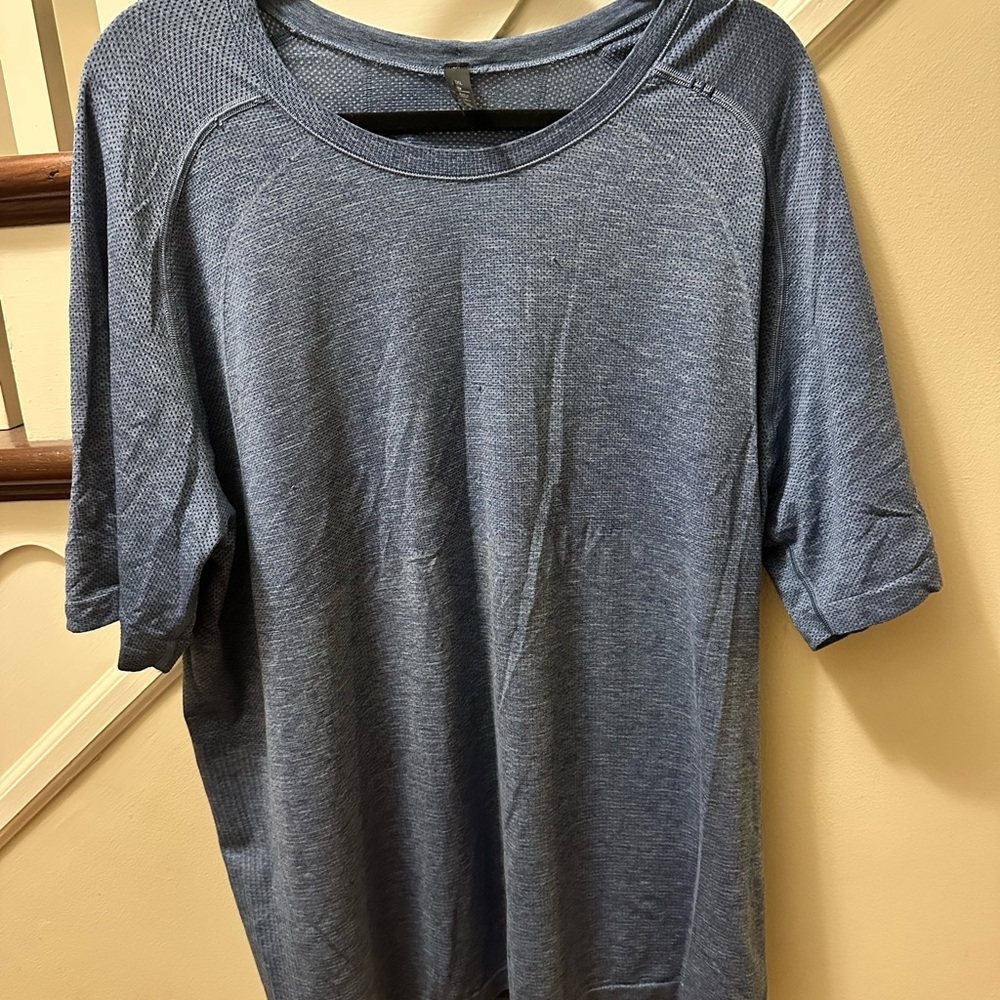 Lululemon Athletica Heathered Blue Crew Neck Tee